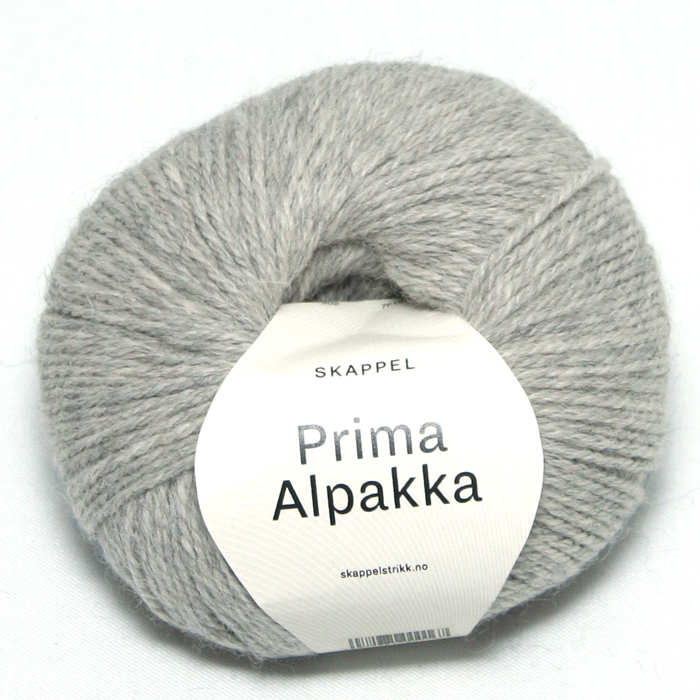 Skappel garnet Prima alpakka her i fargen 202 gråmelert.