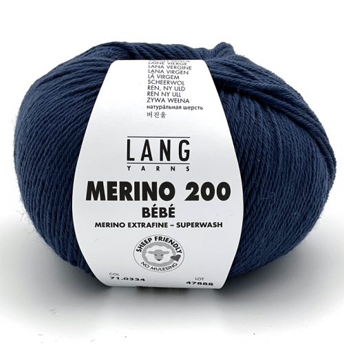 Merino Bebe fra Lang Yarns. Her i fargen 334 mørk blå.